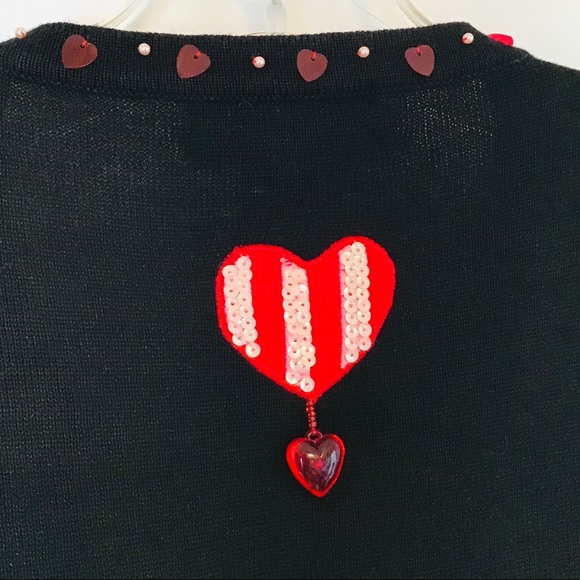 Vintage Valentines Jack B Quick Black Love Embellished Sweater - Picture 4 of 11